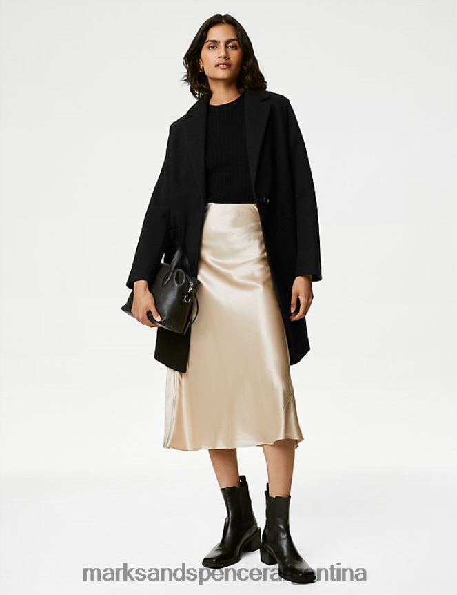Marks & Spencer mujer abrigo relajado con un solo botonadura ropa negro 46VL1730