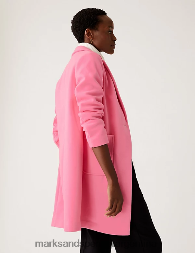 Marks & Spencer mujer abrigo relajado con un solo botonadura ropa rosa medio 46VL1732