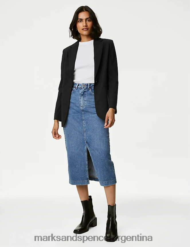 Marks & Spencer mujer blazer holgado con botonadura simple ropa negro 46VL2536