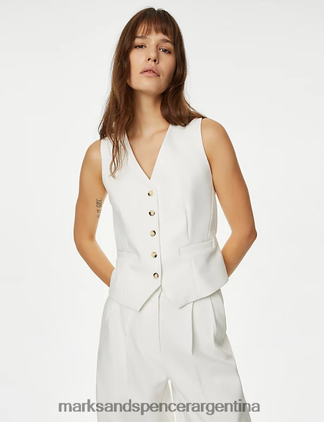 Marks & Spencer mujer chaleco a medida ropa Marfil 46VL58