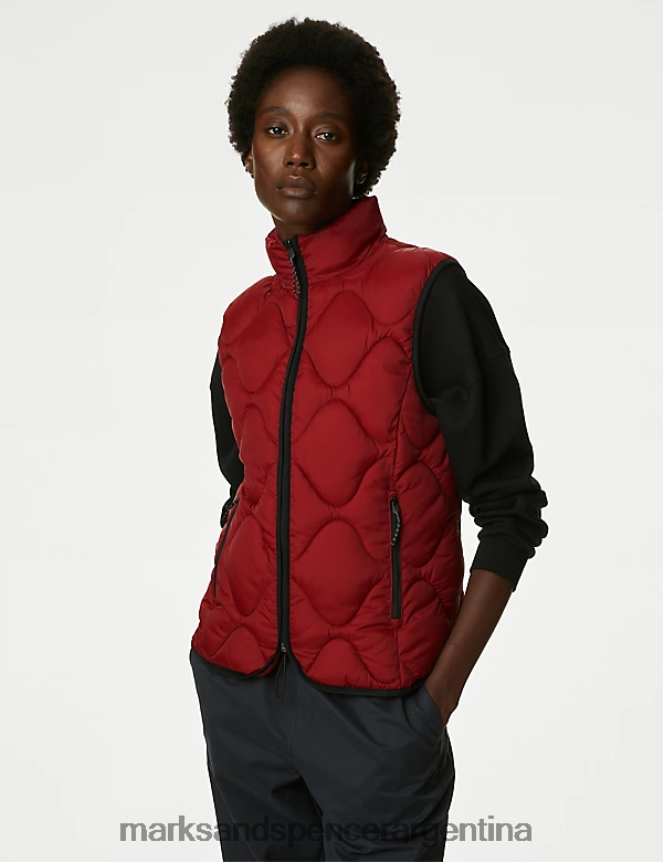 Marks & Spencer mujer chaleco acolchado con cuello alzado y capucha Stormwear ropa rojo oscuro 46VL1194