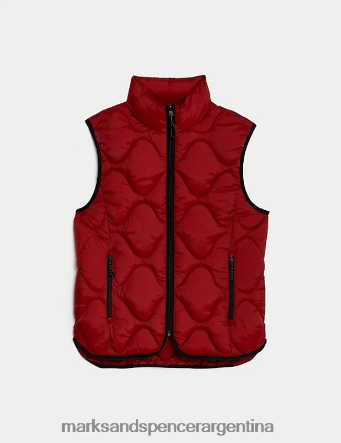 Marks & Spencer mujer chaleco acolchado con cuello alzado y capucha Stormwear ropa rojo oscuro 46VL1194