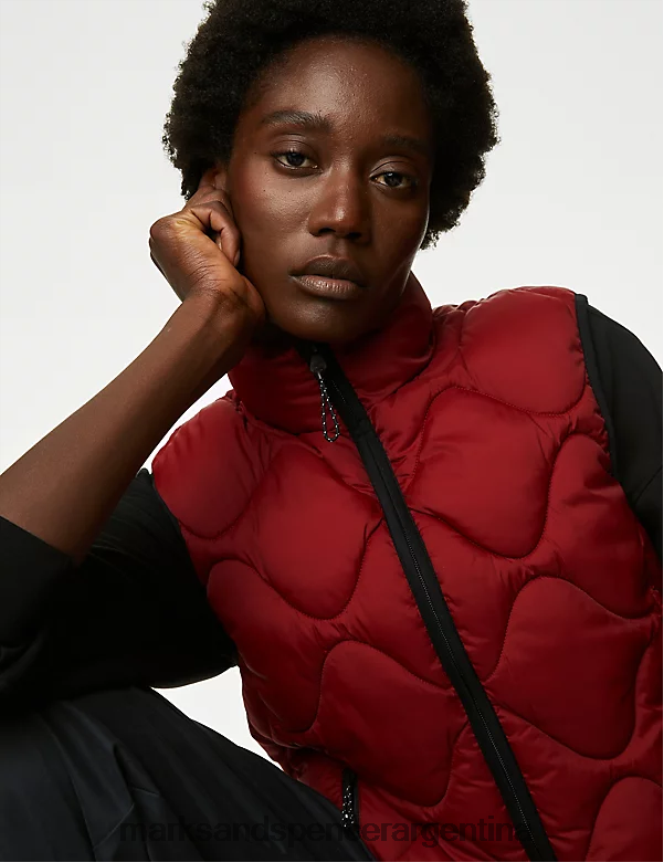 Marks & Spencer mujer chaleco acolchado con cuello alzado y capucha Stormwear ropa rojo oscuro 46VL1194