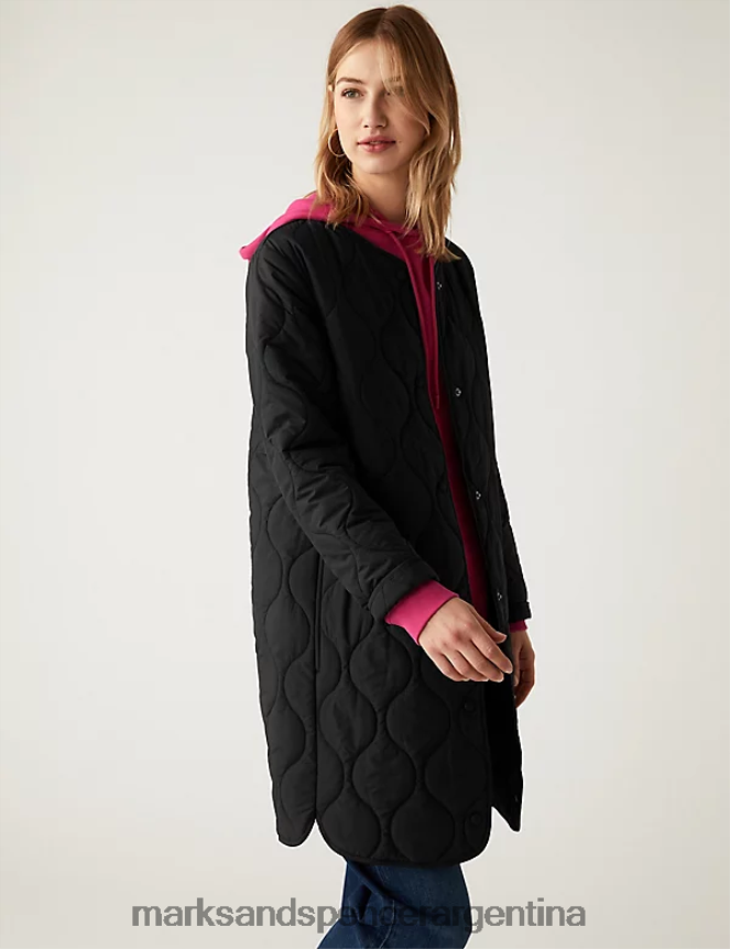Marks & Spencer mujer chaqueta acolchada reciclada sin cuello ropa negro 46VL2576