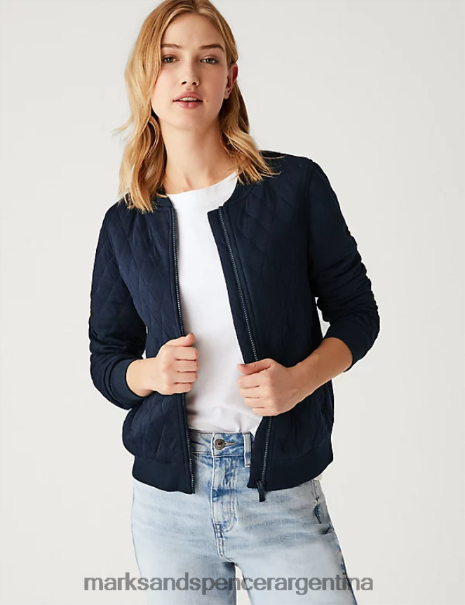 Marks & Spencer mujer chaqueta bomber holgada de punto acolchada ropa azul marino oscuro 46VL662