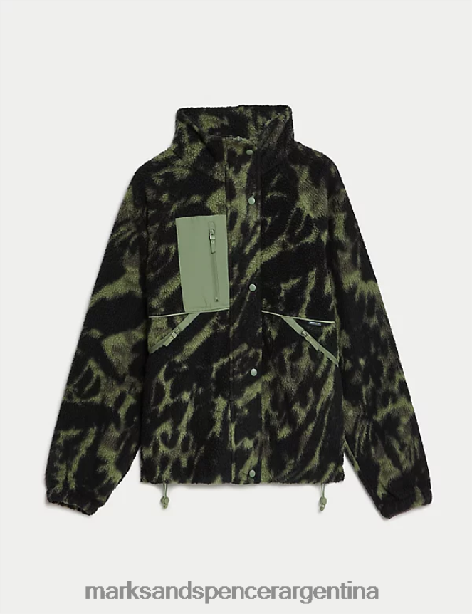 Marks & Spencer mujer chaqueta corta de polar con estampado de borreguito ropa caqui/oliva 46VL3198