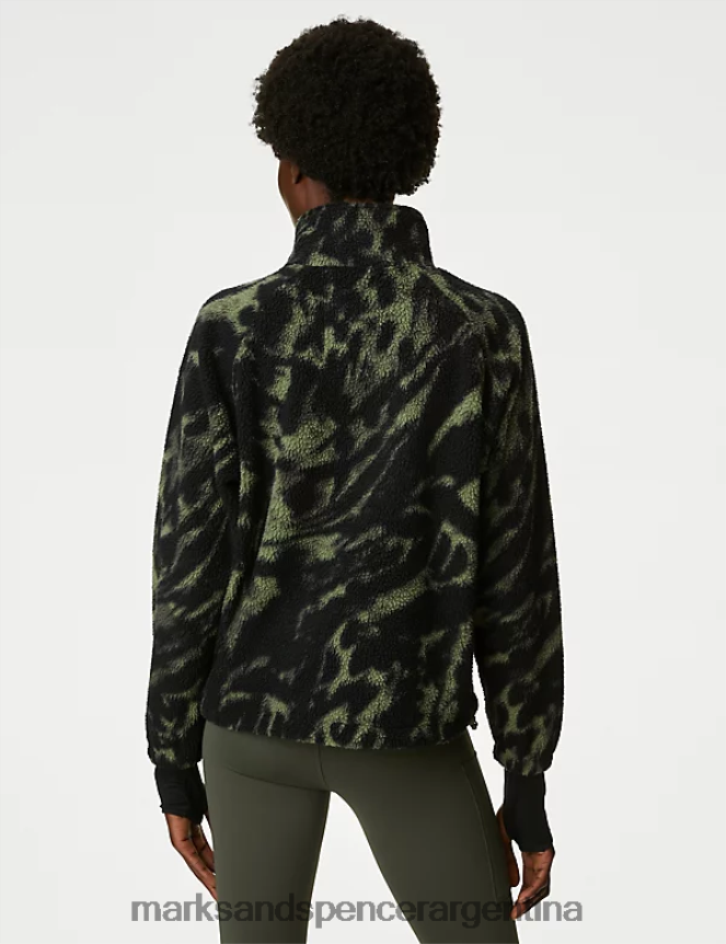 Marks & Spencer mujer chaqueta corta de polar con estampado de borreguito ropa caqui/oliva 46VL3198