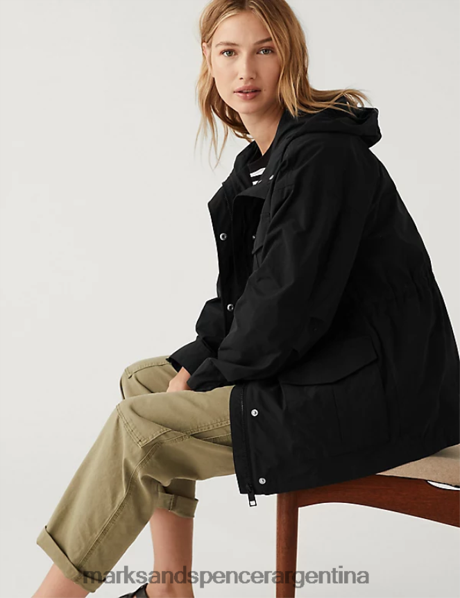 Marks & Spencer mujer chaqueta impermeable ligera y utilitaria con algodón ropa negro 46VL1414