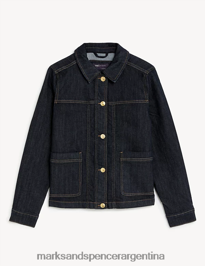 Marks & Spencer mujer chaqueta utilitaria de mezclilla rica en algodón ropa índigo oscuro 46VL2732