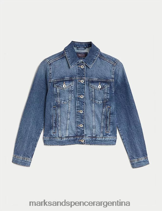 Marks & Spencer mujer chaqueta vaquera con elástico ropa índigo medio 46VL3176