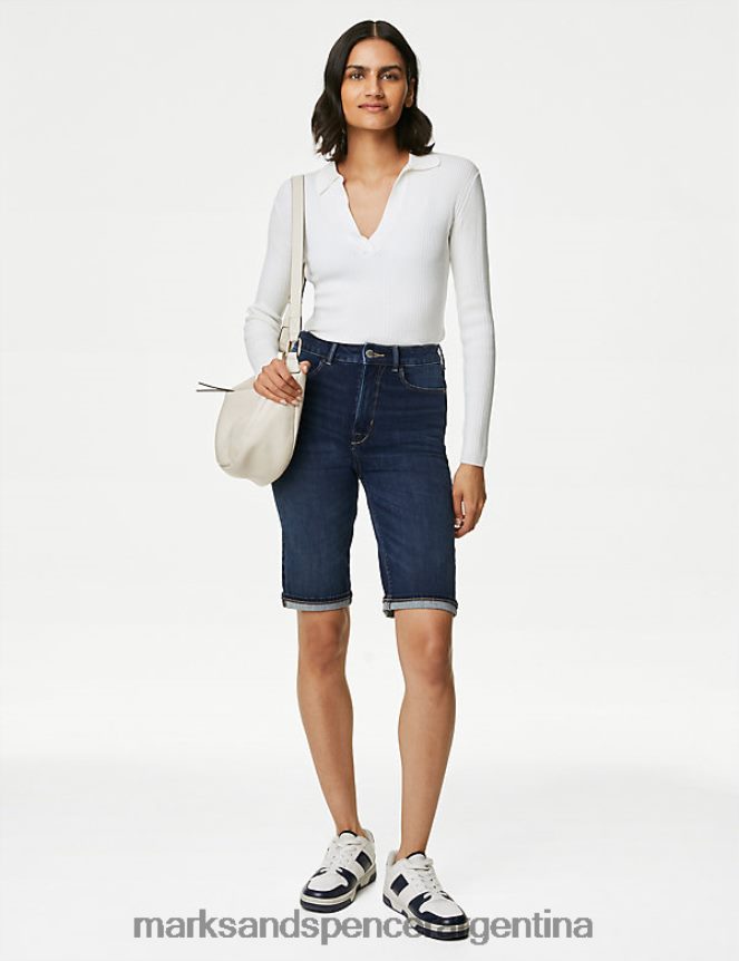Marks & Spencer mujer Bermudas de mezclilla con forma mágica ropa índigo oscuro 46VL1514