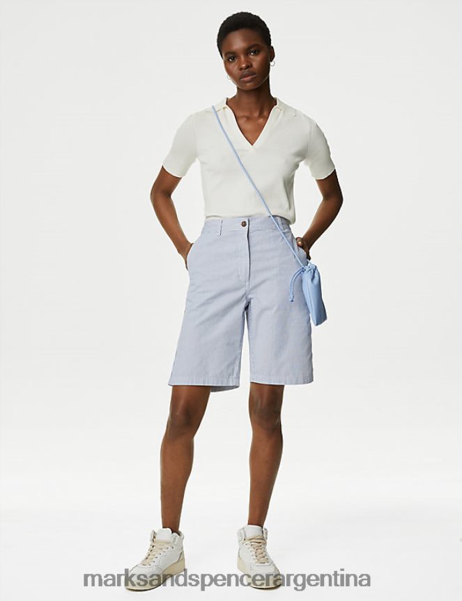 Marks & Spencer mujer Pack de 2 shorts chinos teñidos en color té con alto contenido de algodón ropa mezcla azul marino 46VL1440