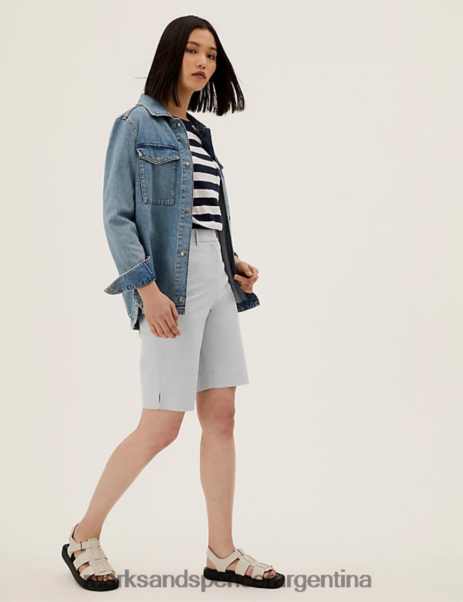 Marks & Spencer mujer pantalones cortos chinos ricos en algodón hasta la rodilla ropa platino 46VL888