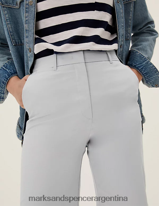 Marks & Spencer mujer pantalones cortos chinos ricos en algodón hasta la rodilla ropa platino 46VL888