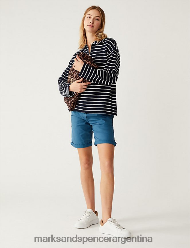 Marks & Spencer mujer pantalones cortos chinos teñidos con té rico en algodón ropa tinta 46VL1910