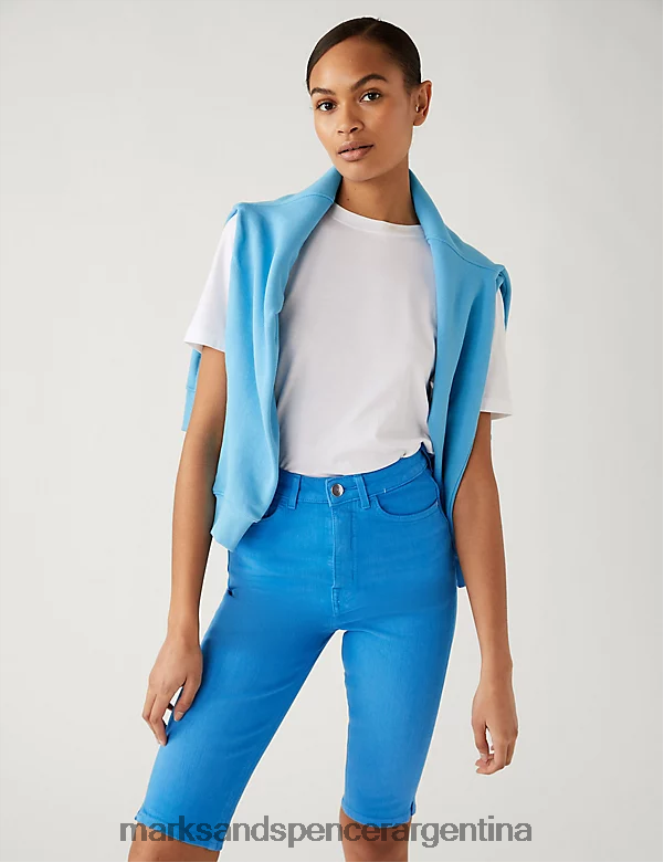 Marks & Spencer mujer pantalones cortos de mezclilla hasta la rodilla con forma mágica ropa laguna 46VL2976