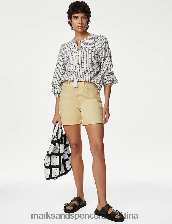 Marks & Spencer mujer pantalones cortos de mezclilla novio ropa oro pálido 46VL1788