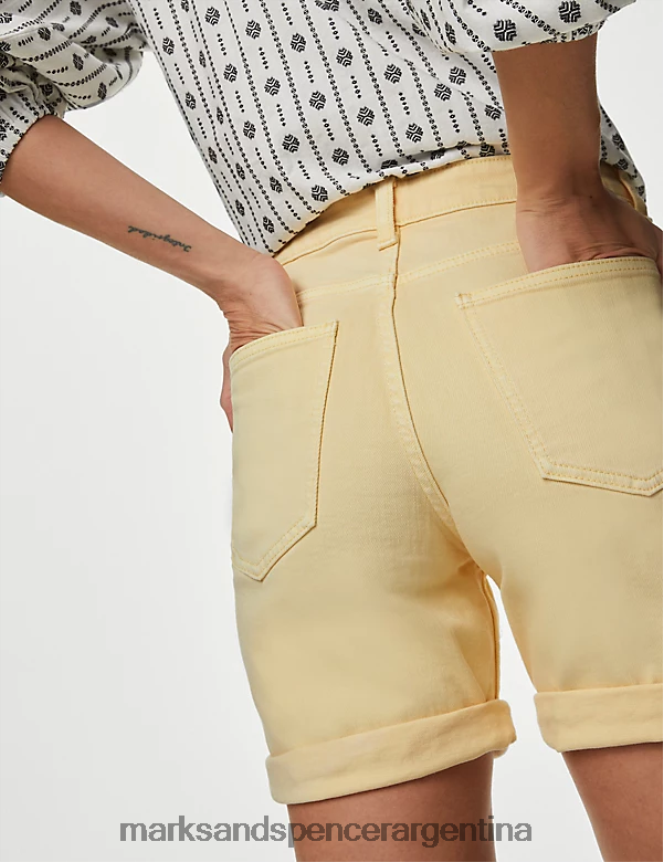 Marks & Spencer mujer pantalones cortos de mezclilla novio ropa oro pálido 46VL1788