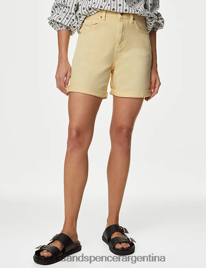 Marks & Spencer mujer pantalones cortos de mezclilla novio ropa oro pálido 46VL1788