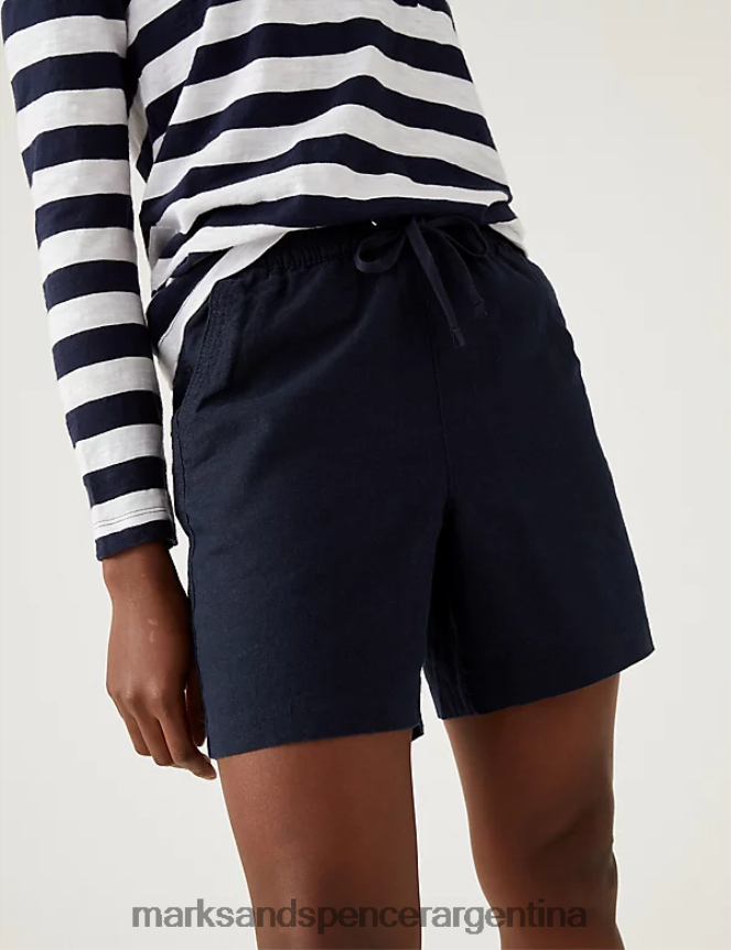 Marks & Spencer mujer pantalones cortos ricos en lino ropa Armada 46VL3044