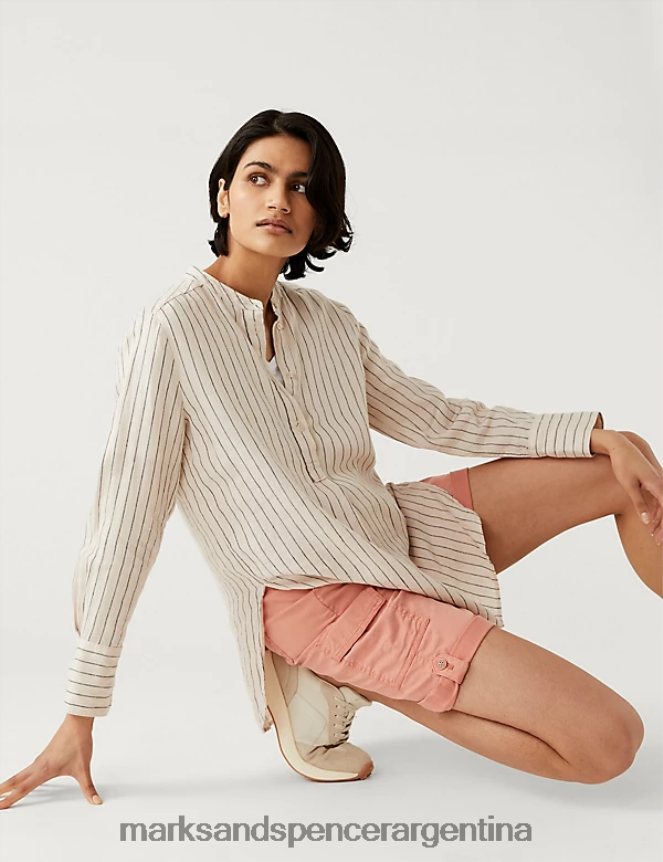 Marks & Spencer mujer pantalones cortos teñidos de té con carga rica en lyocell ropa naranja suave 46VL960