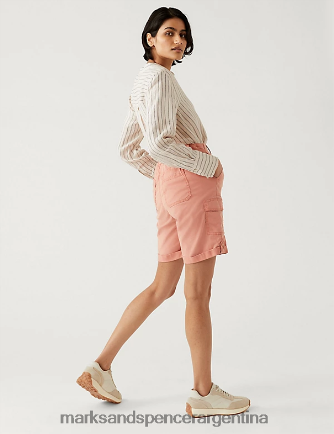 Marks & Spencer mujer pantalones cortos teñidos de té con carga rica en lyocell ropa naranja suave 46VL960