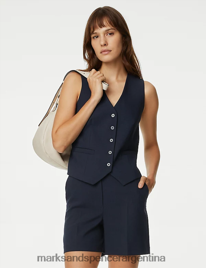Marks & Spencer mujer shorts de vestir con cintura alta ropa azul marino oscuro 46VL1060