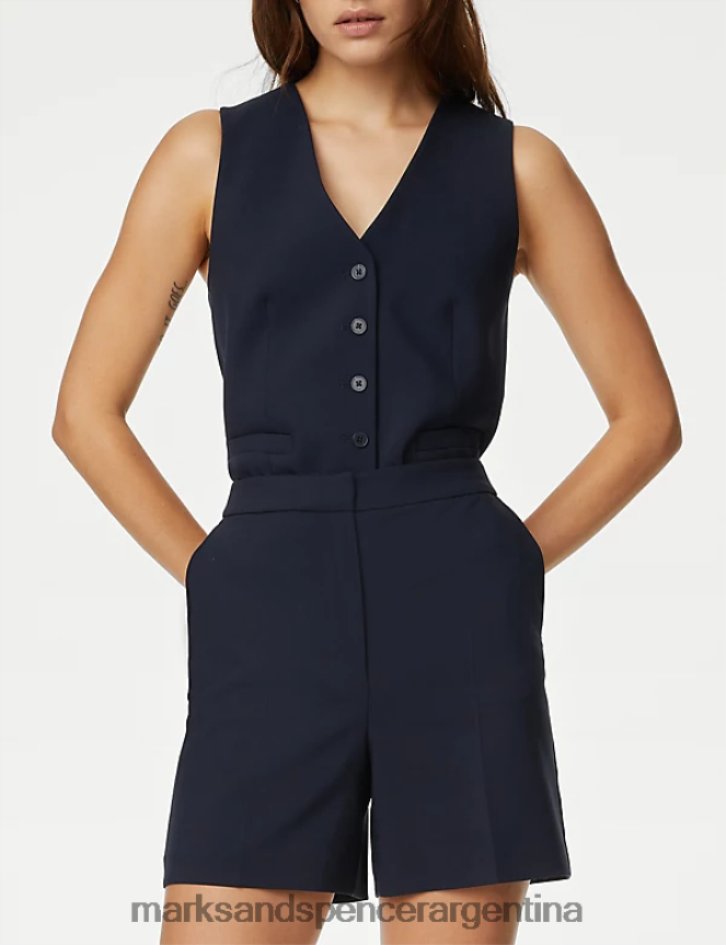 Marks & Spencer mujer shorts de vestir con cintura alta ropa azul marino oscuro 46VL1060