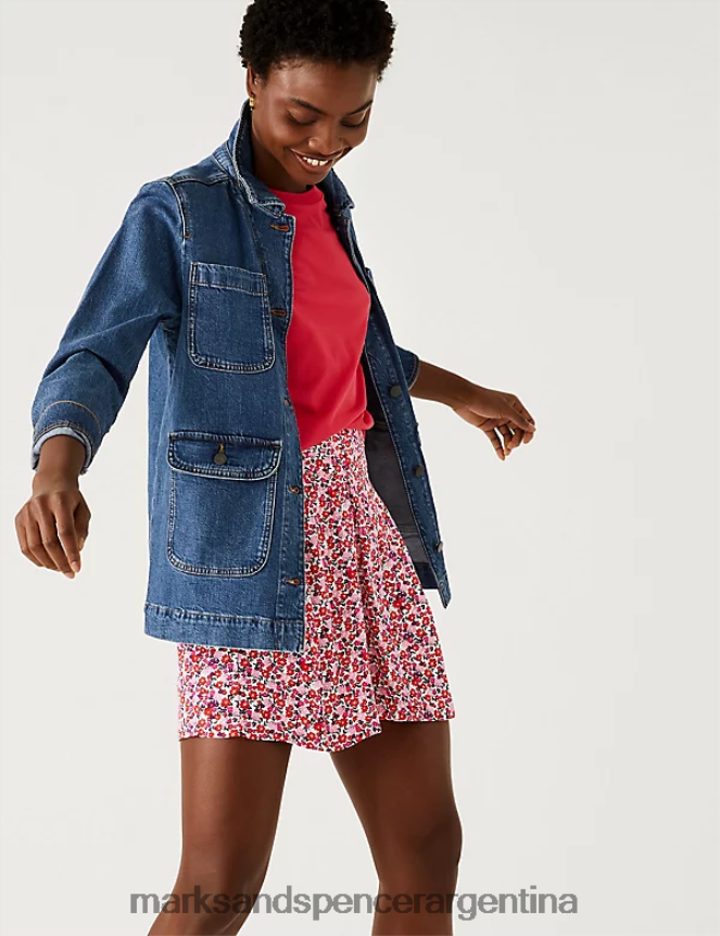 Marks & Spencer mujer shorts estampados con pliegues en el frente ropa mezcla rosa 46VL1588