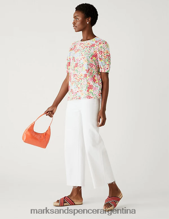 Marks & Spencer mujer blusa estampada con mangas abullonadas ropa multi 46VL2478