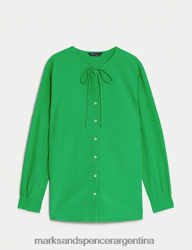 Marks & Spencer mujer blusa larga de modal rica ropa verde ácido 46VL1270