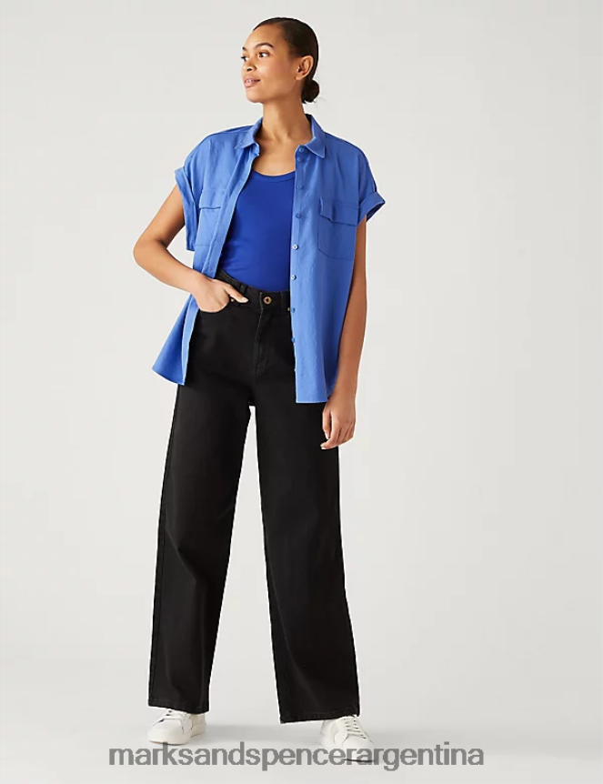 Marks & Spencer mujer camisa con cuello de punto ropa lupino 46VL2646