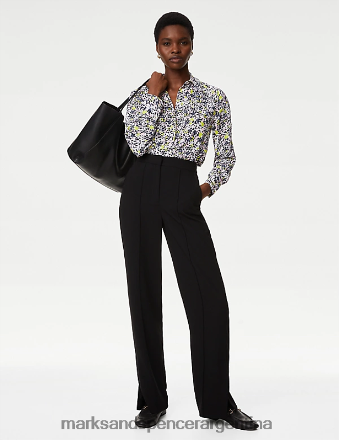 Marks & Spencer mujer camisa con cuello estampada ropa mezcla rosa claro 46VL490