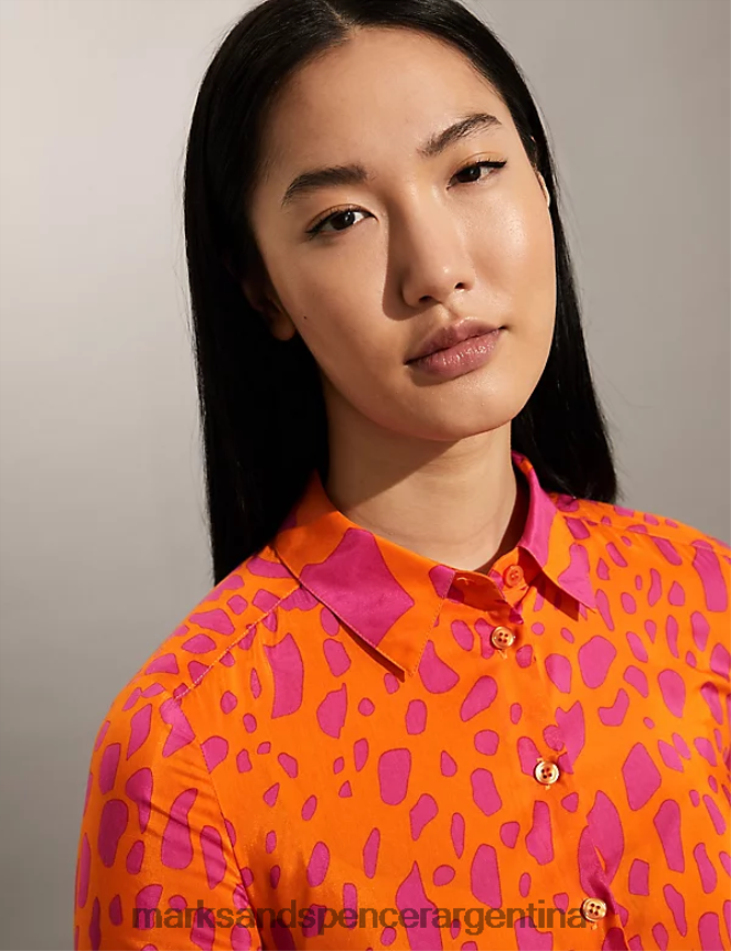 Marks & Spencer mujer camisa con estampado animal en mezcla de seda ropa mezcla rosa 46VL1636