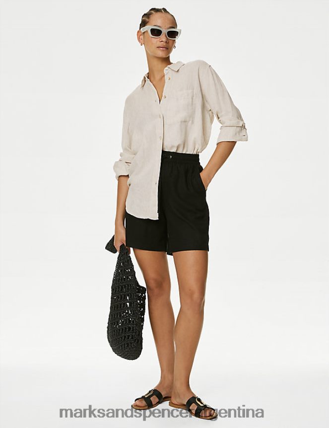 Marks & Spencer mujer camisa extragrande de puro lino ropa calicó 46VL38