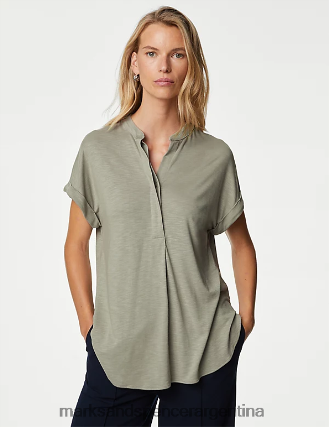Marks & Spencer mujer top de corte estándar ropa verde suave 46VL1846