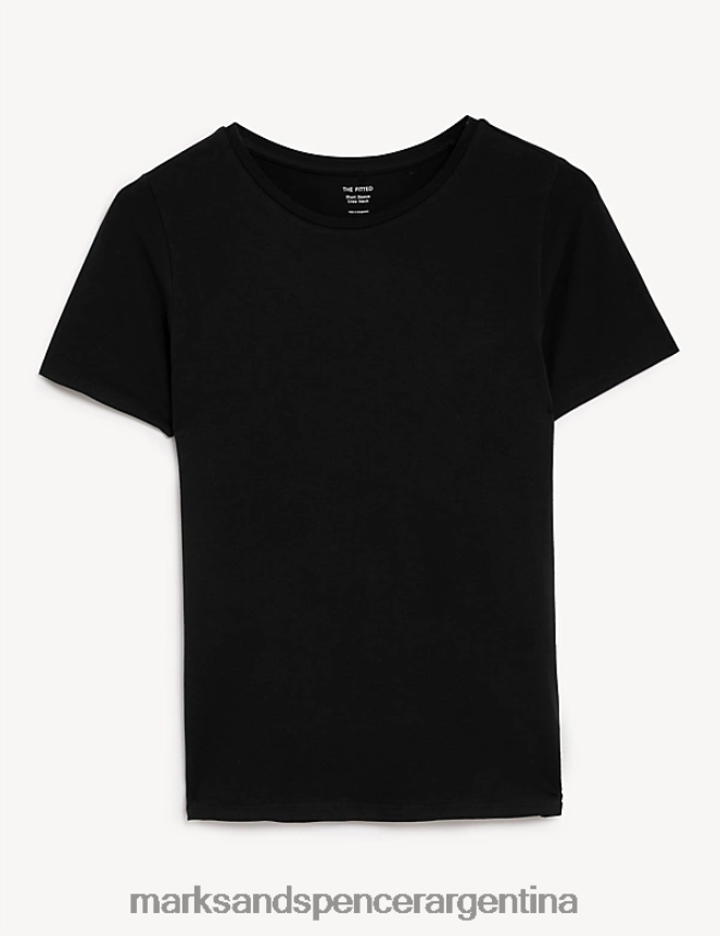 Marks & Spencer mujer camiseta ajustada con rico algodón ropa negro 46VL1806