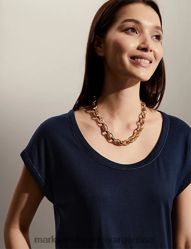 Marks & Spencer mujer camiseta con cuello redondo ropa Armada 46VL2512