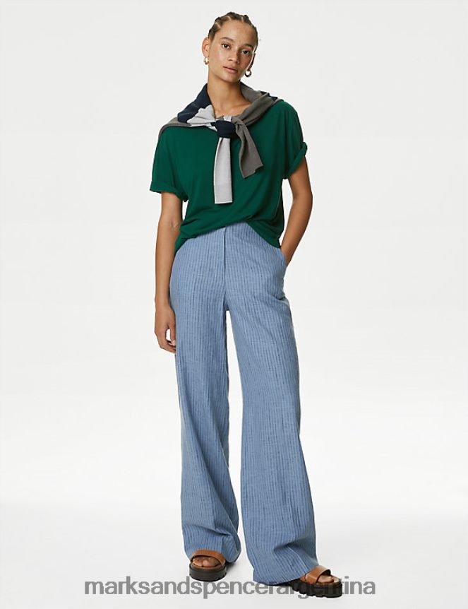 Marks & Spencer mujer camiseta holgada con cuello redondo ropa cazador verde 46VL2020
