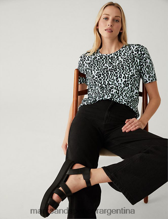 Marks & Spencer mujer camiseta holgada estampada con cuello redondo ropa mezcla de menta 46VL1324