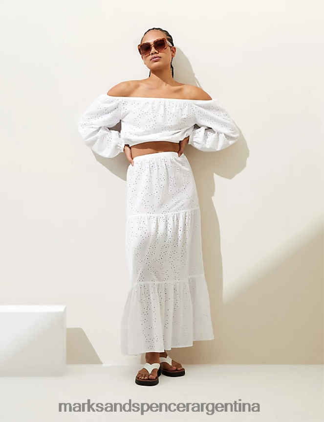 Marks & Spencer mujer falda de playa larga texturizada a capas ropa blanco 46VL2290