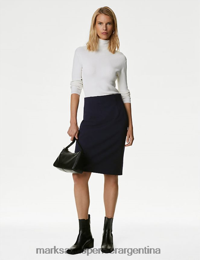 Marks & Spencer mujer falda lápiz de punto hasta la rodilla ropa azul marino oscuro 46VL1150