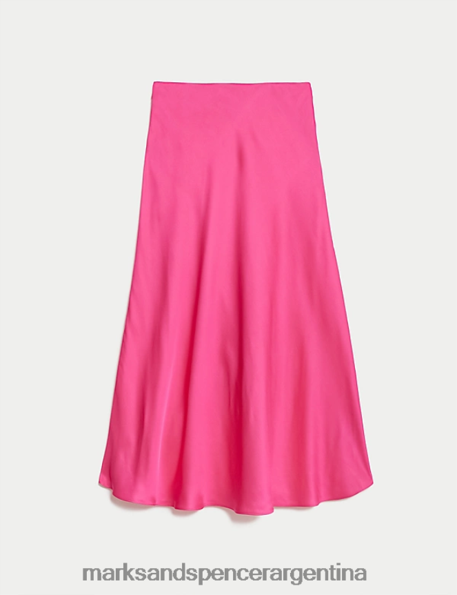 Marks & Spencer mujer falda lencero de satén a media pierna ropa peonía 46VL3294