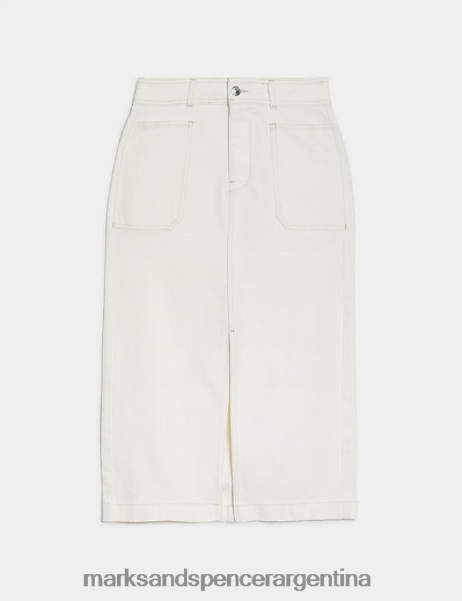 Marks & Spencer mujer falda midi de mezclilla de lyocell ropa crudo 46VL200