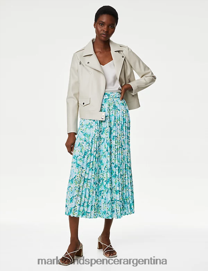 Marks & Spencer mujer falda midi plisada floral ropa multi 46VL1478
