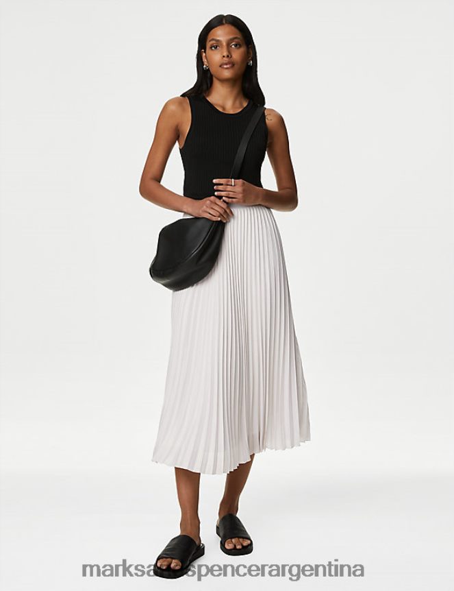 Marks & Spencer mujer falda midi plisada lamé ropa metálico 46VL1880