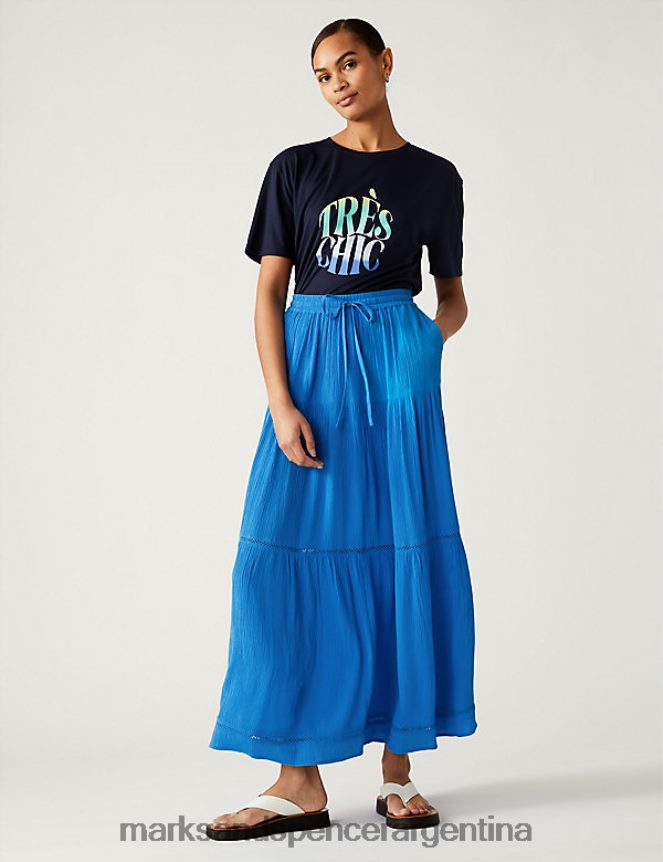 Marks & Spencer mujer falda midi texturizada a capas ropa laguna 46VL1448