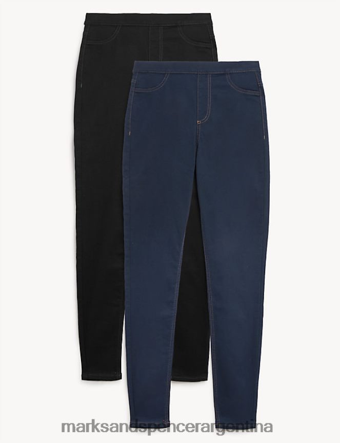 Marks & Spencer mujer Pack de 2 jeggings de talle alto ropa azul negro 46VL3522