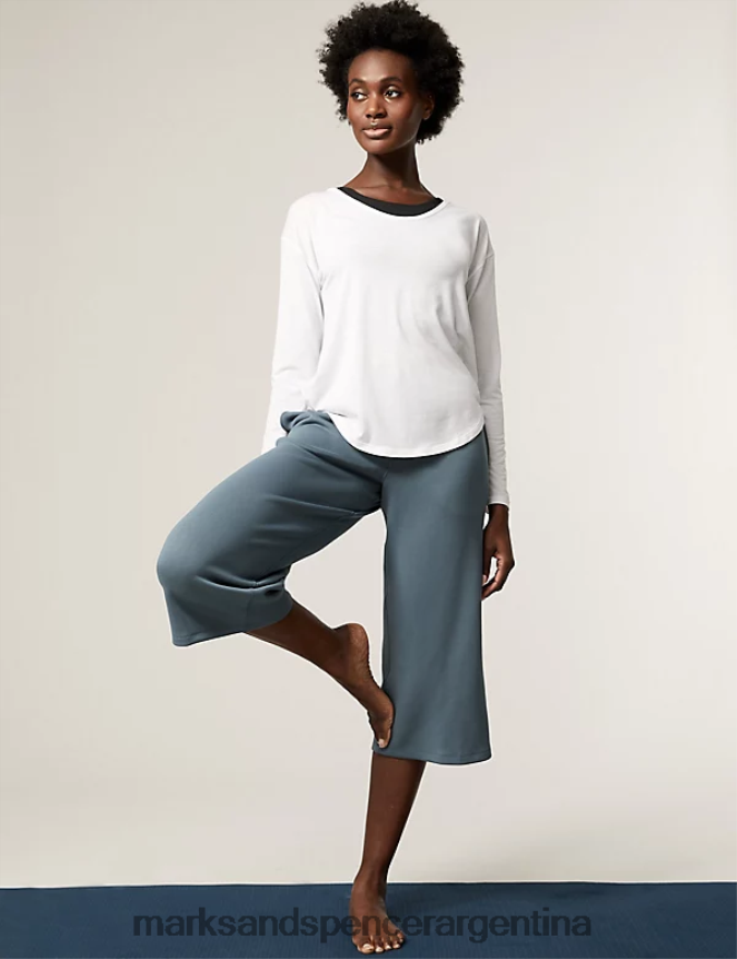 Marks & Spencer mujer culottes de pernera ancha y talle alto ropa turquesa oscuro 46VL2620