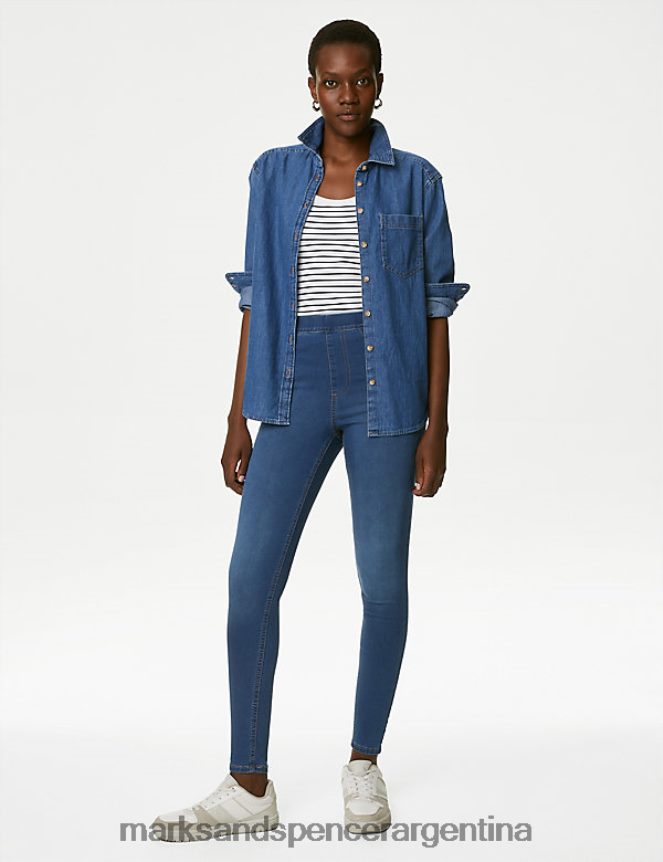 Marks & Spencer mujer jeggings de cintura alta ropa índigo medio 46VL66